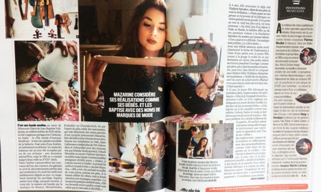 “SON VIOLON D’INGRES” – Mazarine Carbonare est la plus jeune luthière du monde. Portrait  – Magazine VSD du 3 au 9 mai 2018 / N°2123